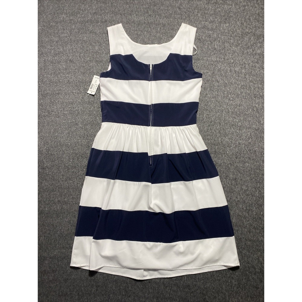 Dressbarn Women's junior Navy blue White stripe lined sleeveless dress Size 4